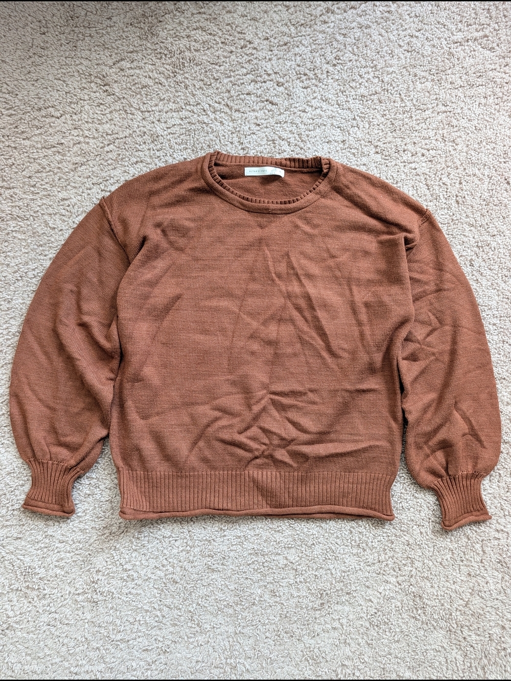 Altar'd State Womens Brown Jordana Balloon Oversized Crewneck Sweater Size XS